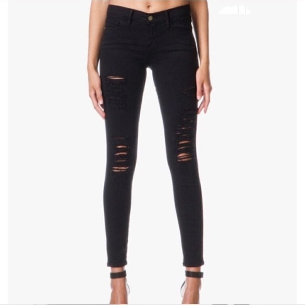 Frame Denim Le Skinny de Jeanne Color Ripped Jeans